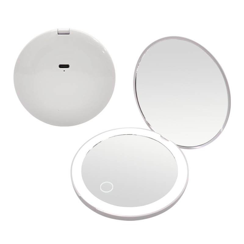 Espejo de maquillaje de mano plegable de celebridades de Internet, luz LED, espejo de relleno portátil portátil, espejo de luz de carga transfronteriza con luz