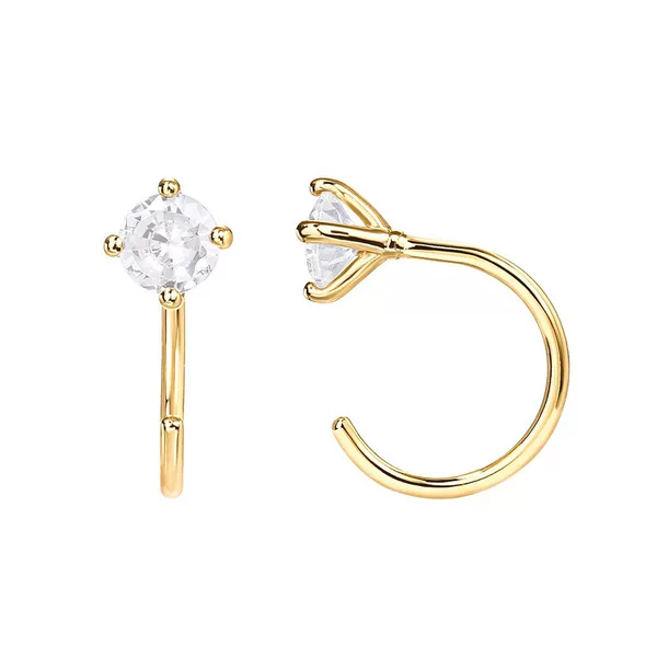 European and American Cross-border Amazon Hot-selling Semi-circular Piercing Earrings Simple Style Four-claw Diamond Earring C- shaped Earring