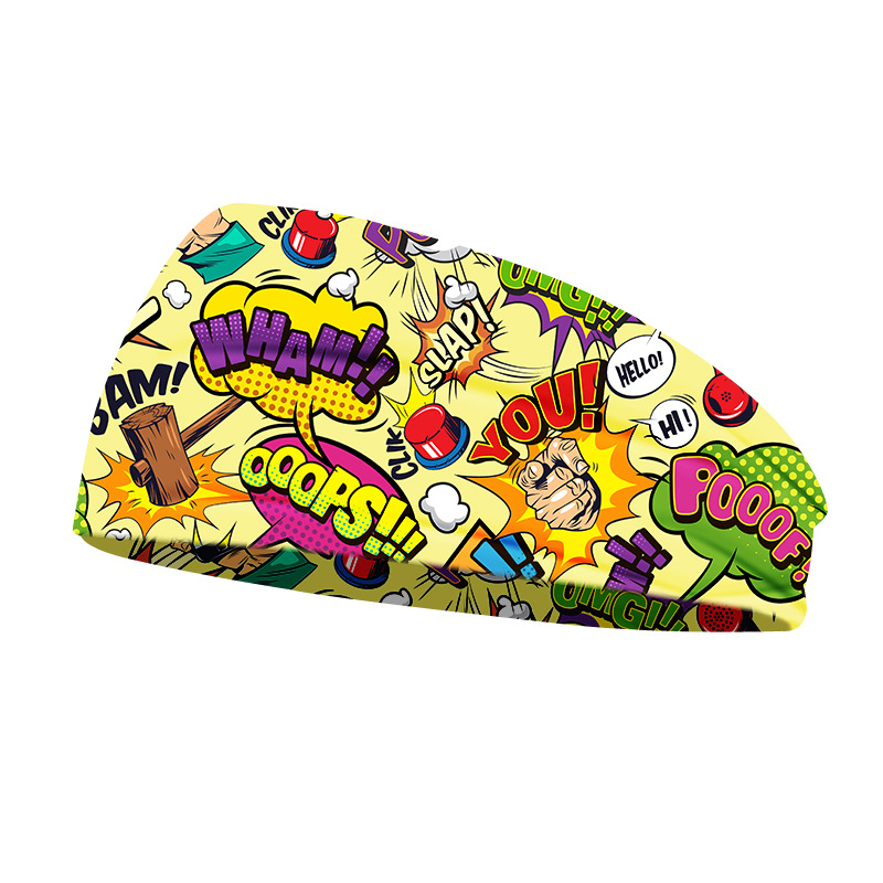 Nueva impresión europea y americana para hombres al aire libre correa de cabello elástica absorción de sudor turbanta de yoga correa de cabello cruzada