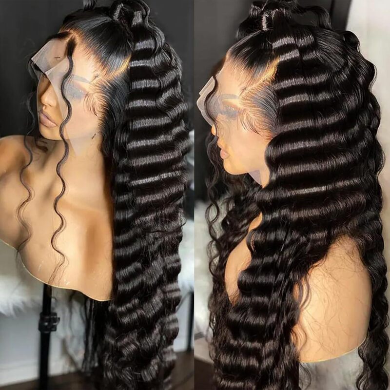 Cross-border European and American front lace wigs, African black middle-parted wavy long curly hair full wigs, wholesale from manufacturer Cross-border European and American front lace wigs, African black middle-parted wavy long curly hair full wigs, wholesale from manufacturer