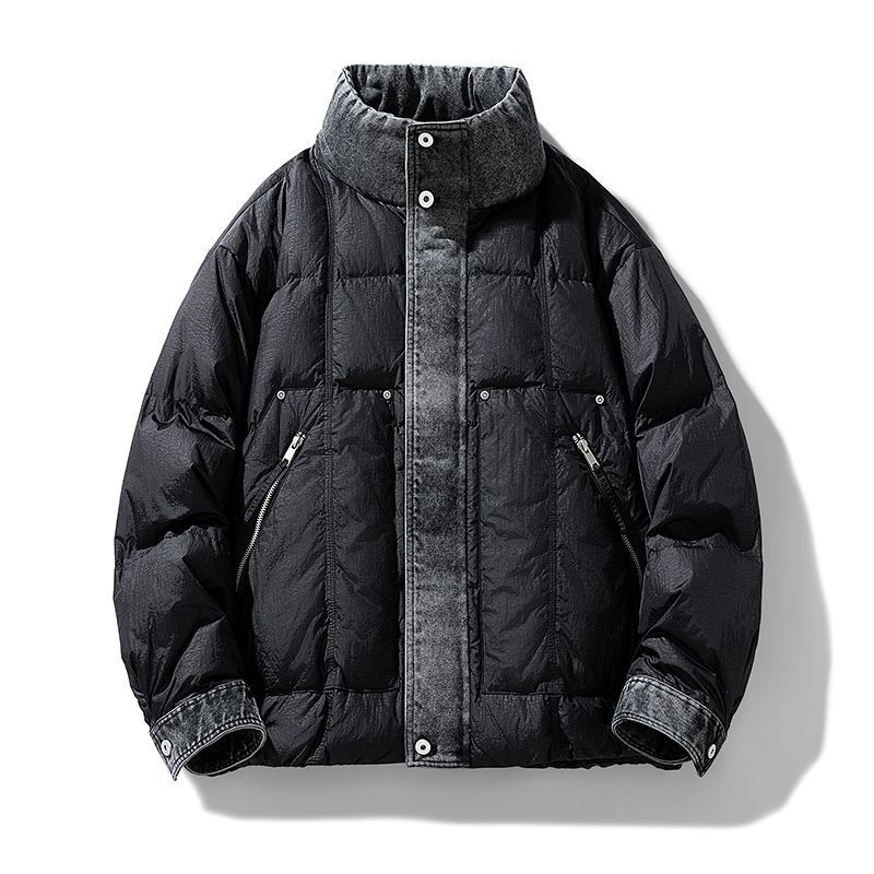 Winter New National Standard down Jacket American High Street Denim Splicing Workwear down Jacket New Style Winter New National Standard down Jacket American High Street Denim Splicing Workwear down Jacket New Style