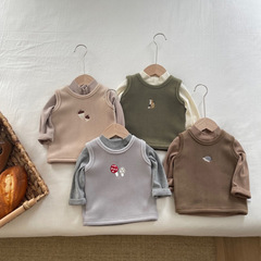 嬰兒衣服奧粒絨套頭馬甲刺繡背心秋冬男童女寶寶兒童加厚保暖衣服