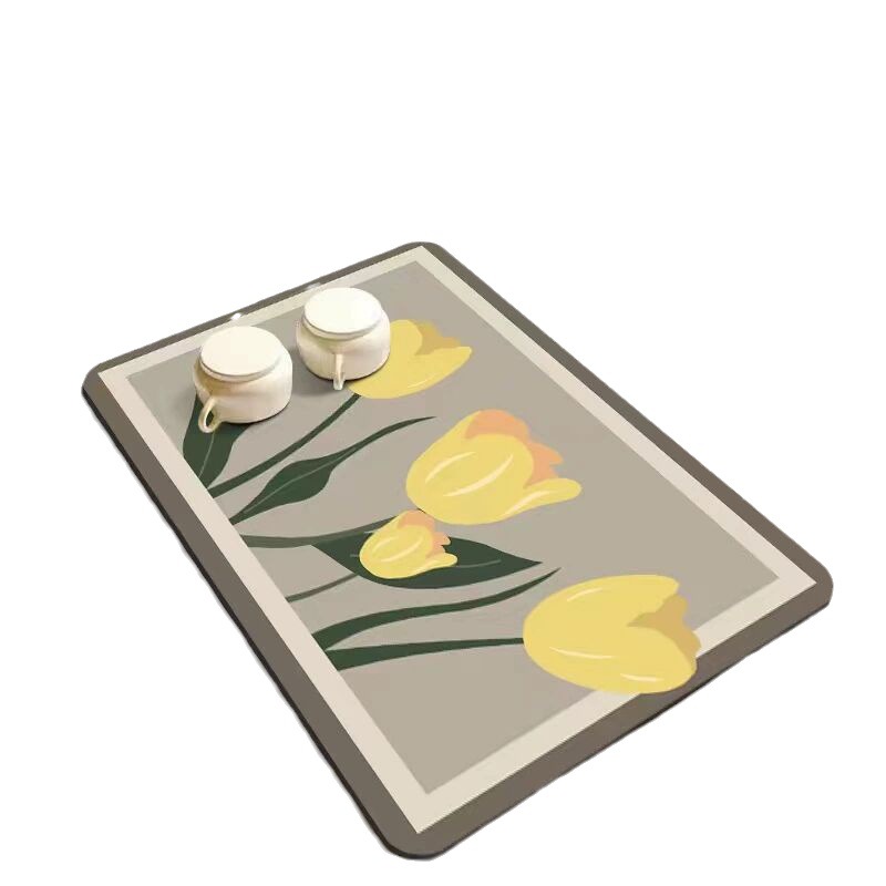 Tapete de drenaje de cocina estilo fresh ins – base de diatomeas antideslizante para tazas o utensilios