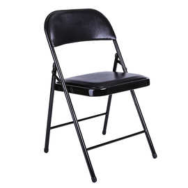 办公折叠椅皮革加固活动金属折叠靠背椅 会议培训椅家用电脑椅子