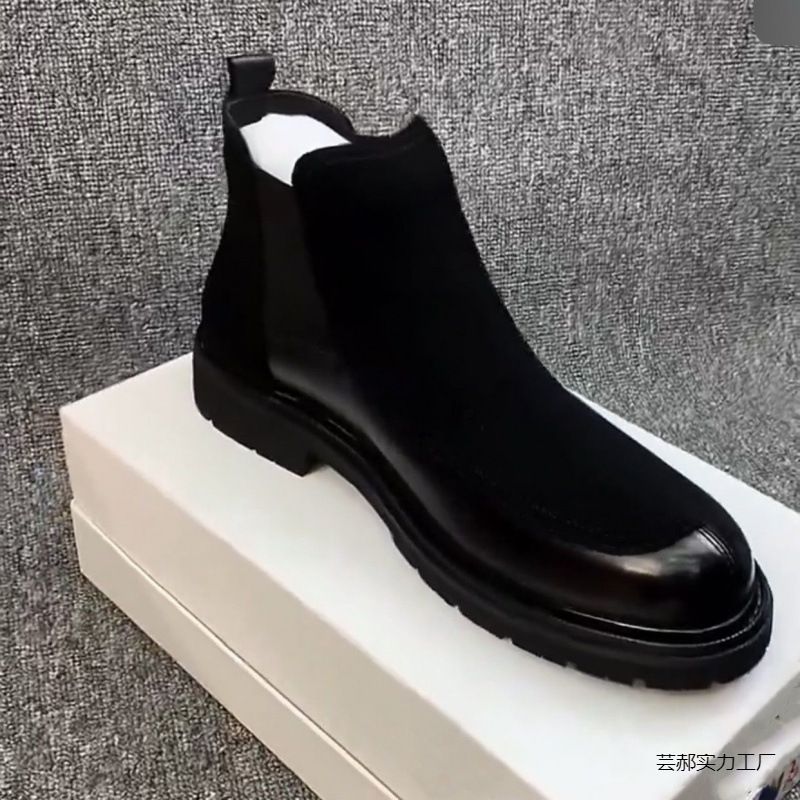 (2개) 블랙 마틴 부츠 남자 하이 탑 남자 블랙 신발 통기성 경량 올매치 한국 스타일 영국식 캐주얼 가죽 신발 윤하오