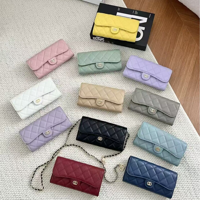 Chanel-Style Genuine Leather Coin Purse with Diamond Embroidery, Caviar Leather Crossbody Bag with Multiple Card Slots, Wallet and Phone Bag with Hardware That Can Be DIY Customized Chanel-Style Genuine Leather Coin Purse with Diamond Embroidery, Caviar Leather Crossbody Bag with Multiple Card Slots, Wallet and Phone Bag with Hardware That Can Be DIY Customized