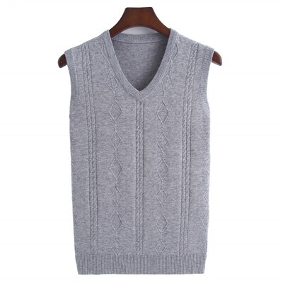 Wool vest wool Middle-aged and elderly people Autumn and winter dad Socket knitting sweater Vest waistcoat man