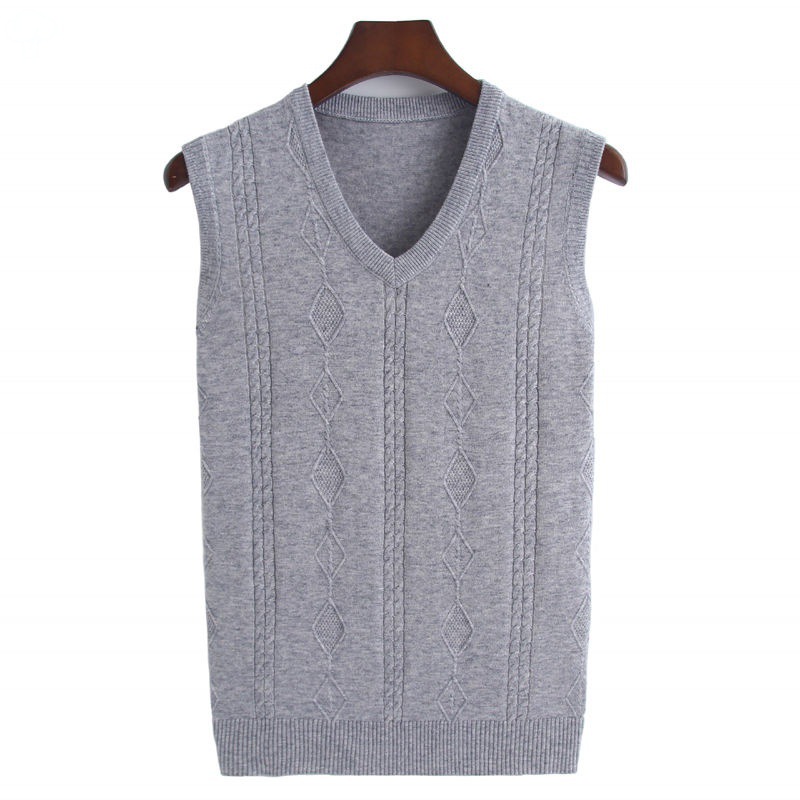 Wool vest wool Middle-aged and elderly people Autumn and winter dad Socket knitting sweater Vest waistcoat man