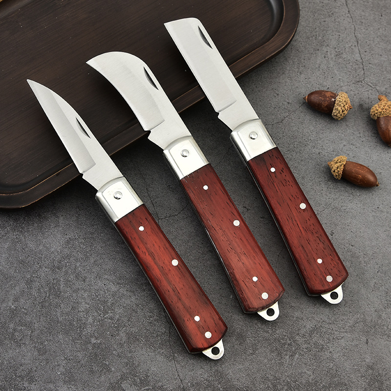 厂家直销园艺梨木嫁接刀芽接刀不锈钢折叠刀水果刀多功能电工刀