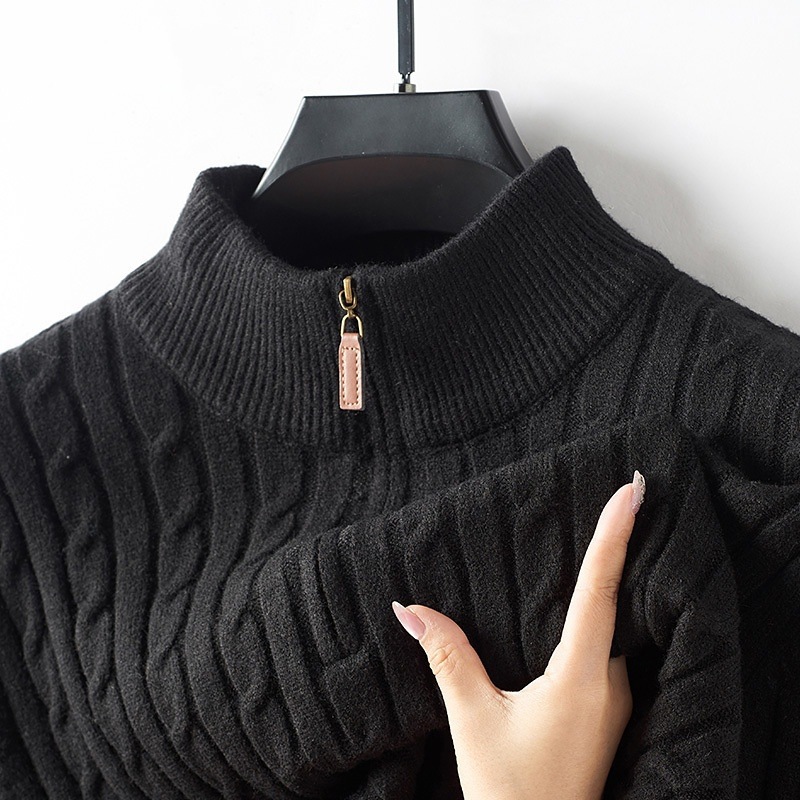 Explosiones transfronterizas de tamaño europeo medio cremallera jersey de hilado suéter hombre viejo viento de negocios otoño invierno fábrica al por mayor