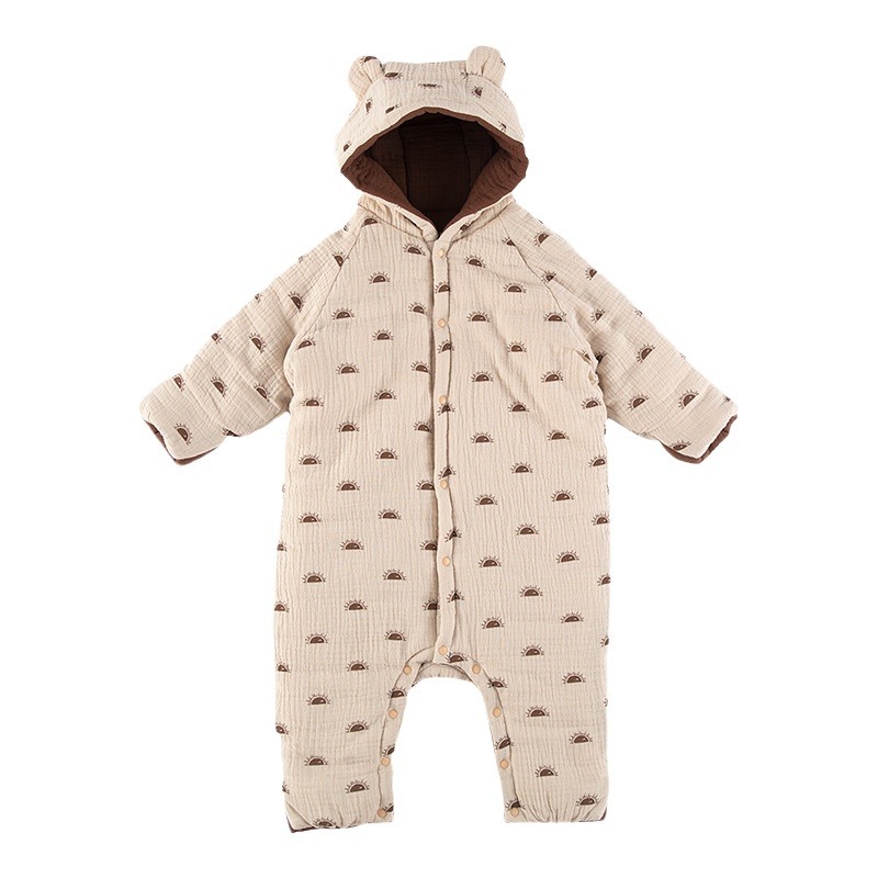 Estilo europeo y americano bebé acolchado ropa de una sola pieza Otoño e Invierno engrosada ropa de algodón acolchado masculino y femenino bebé mameluco Outwear mameluco ropa para niños