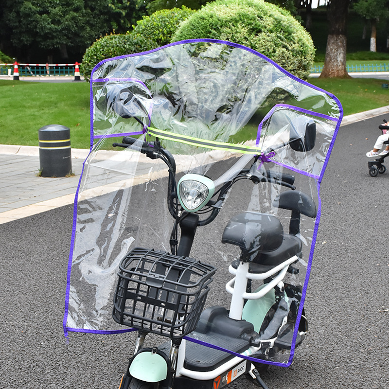 電動バイク用フロントガラス、バスケット付き透明防寒・防雨・防風カバー、バッテリーカー用幅広・厚手の雨よけ|undefined