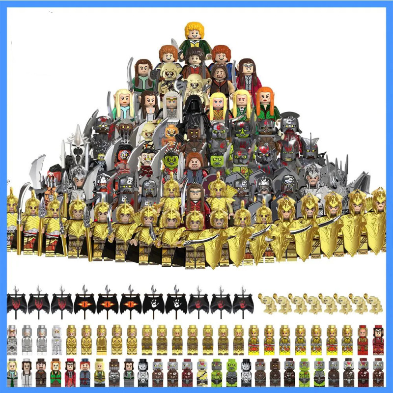 Movie Building Block Figures, Elf Warriors, Strong Orcs, Assembled Figurines, Display Pieces, Bagged, Exclusively for Export