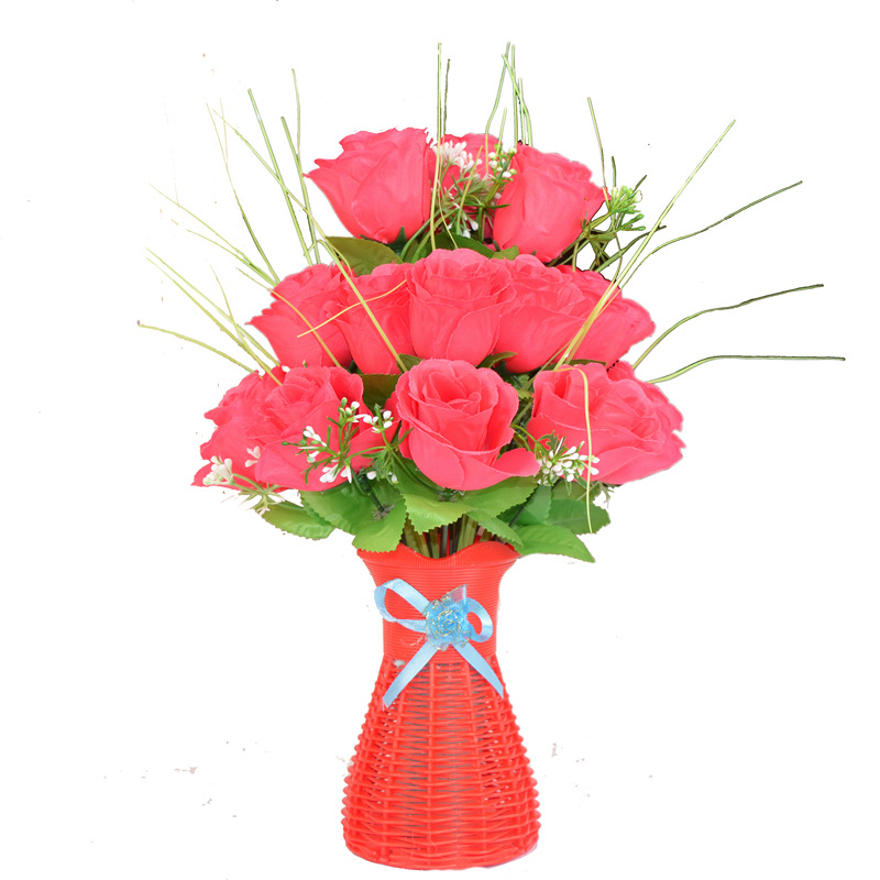 Nanyang fabricante de la pantalla en la acción al por mayor de flores artificiales 7 Artificial Rosa tela de seda 7 Pavo Real Rosa pequeña flor