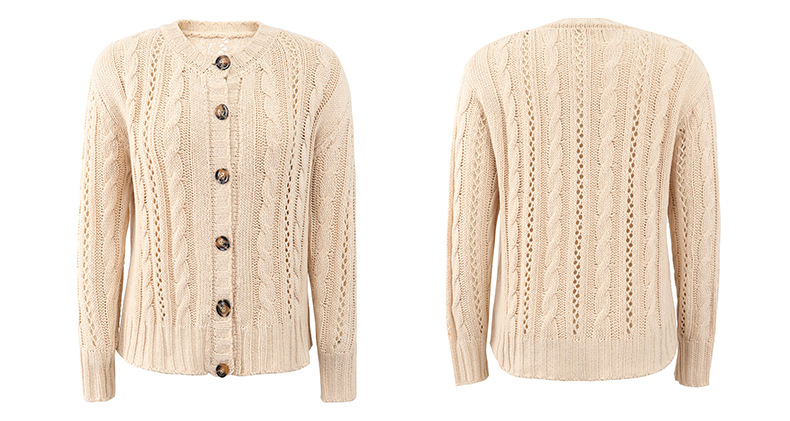 Twisted Rope Twist Single-Breasted Sweater Cardigan NSMMY82947