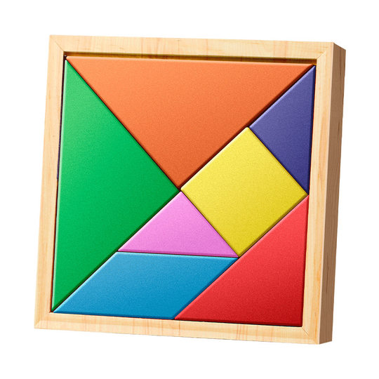 Wooden Children's Tangram Toy Color Building Blocks Varied Shape Geometric Matching Primary School Students First Grade Teaching Aids Large