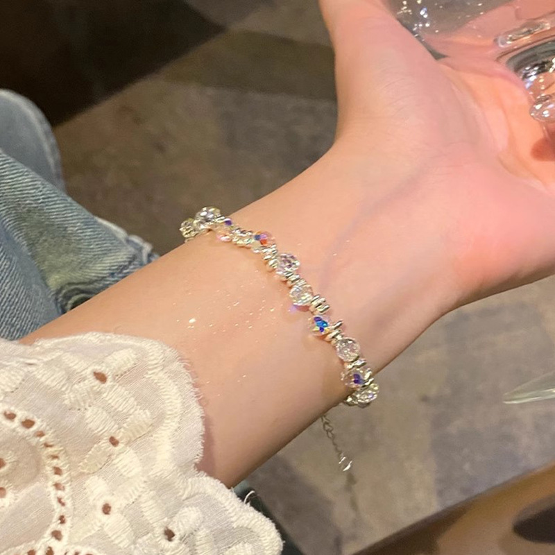 Aurora Bubble Crystal Bracelet Women's Broken Silver Beaded Bracelet Light Luxury Niche Exquisite Bracelet New Hand Jewelry