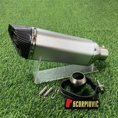 Motorcycle exhaust pipe | 800NK GSX 250 321RR - 370-small-hexagonal-round-mouth-silver-body-imitation-carbon-head