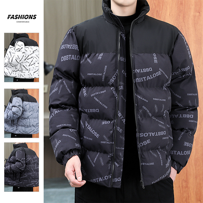 Wintermode für Herren: Baumwolljacke, Daunenjacke aus Baumwolle, Patchwork-Baumwollmantel in Übergröße für Jugendliche, Herrenbekleidung_voghion.com