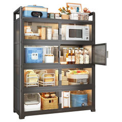 zsr鋁合金多功能陽台廚房茶水餐邊櫃簡易組裝雙開門多層收納儲物