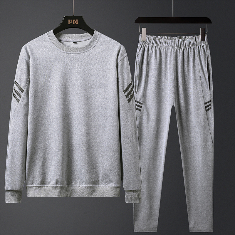 Primavera y otoño traje casual de otoño para hombres incluso camisa de cuello redondo ropa deportiva de moda de primavera y otoño abrigo de tamaño grande