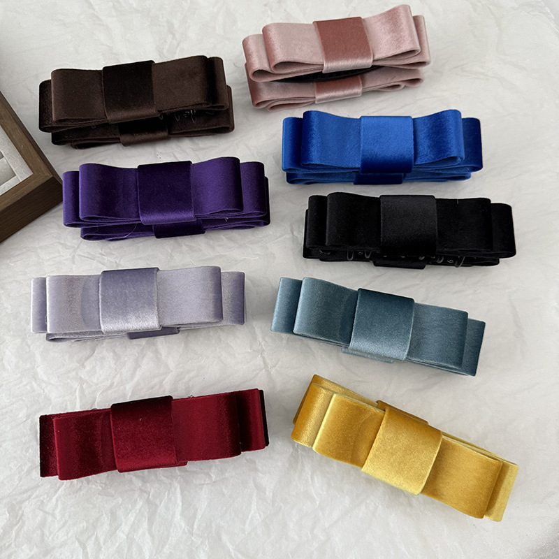 The Color Is Perfect!! Korean Imported Thickened Velvet Classic Double-Layer Bow Banana Clip 10cm Hair Accessory The Color Is Perfect!! Korean Imported Thickened Velvet Classic Double-Layer Bow Banana Clip 10cm Hair Accessory