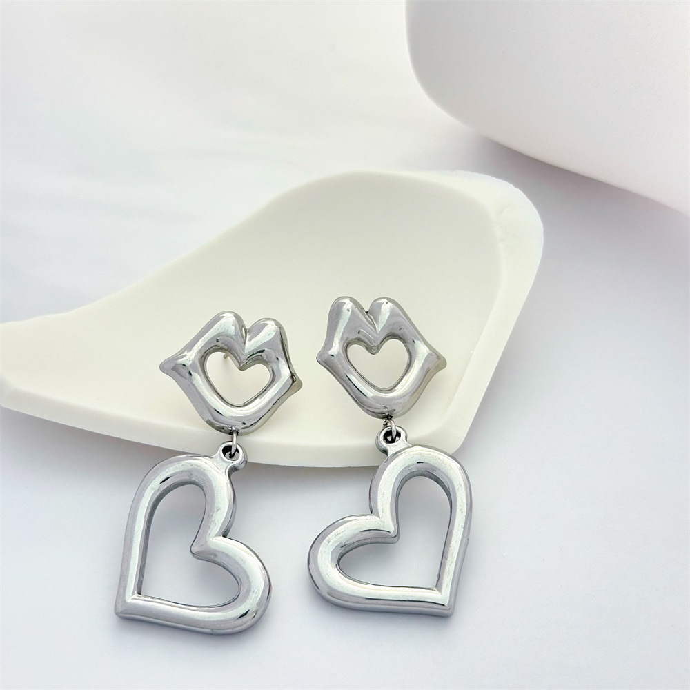 1 Pair Lips Classic Style 304 Stainless Steel Drop Earrings display picture 5