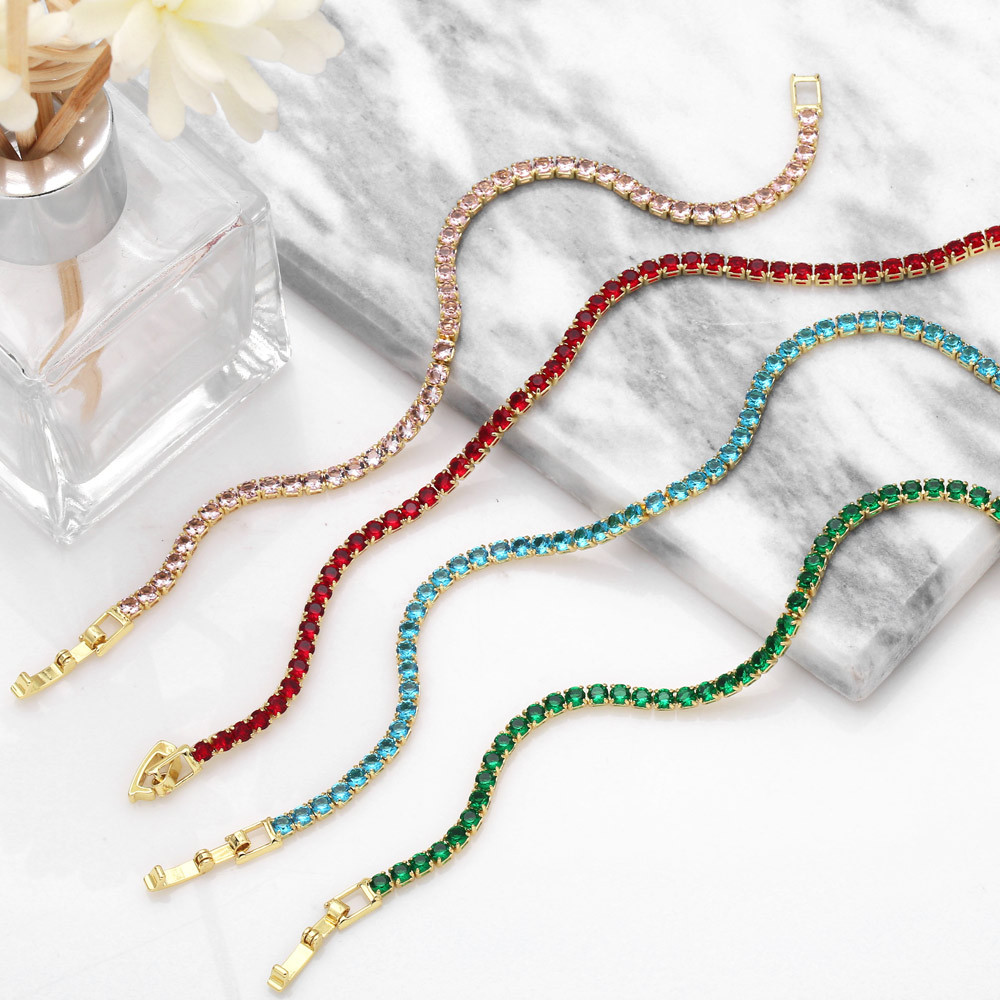 Fashion Geometric Copper Inlay Zircon Bracelets 1 Piece