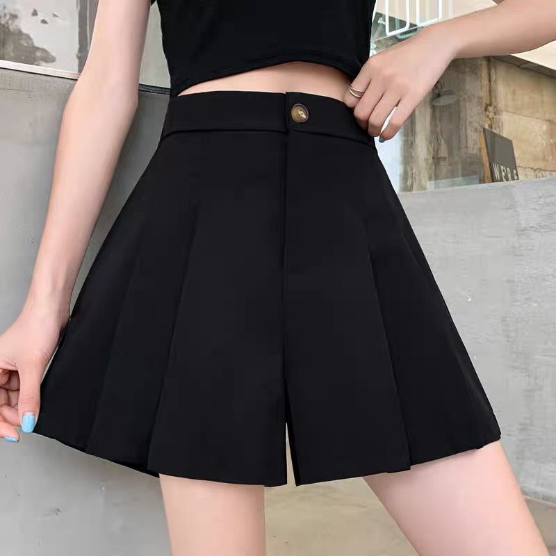 Suit A- Shaped Shorts Women's Summer Fashionable Staggy Waist Wide-Leg Hot Pants Fashionable Casual Pleated Slim A- Shaped Boots Pants