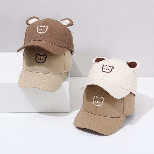 Summer thin small bear baby hat boys' cute super adorable baseball cap girls' sun protection and sunshade visor hat
