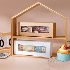 Rectangular windowed transparent flip-top baking packaging pastry box kraft paper macaron box biscuit candy box