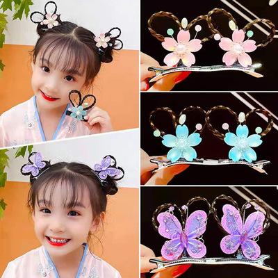 2 pairs girls Hanfu headdress children Chinese style butterfly antique fairy dresses princess hairpin baby costume girl hairpin