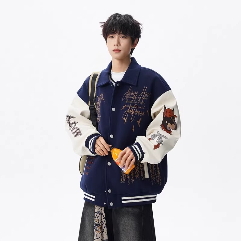 New Heavyweight 530g American Embroidered Baseball Jacket for Men and Women, Trendy Flight Jacket for Couples