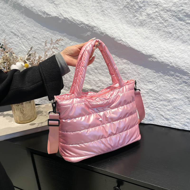 Nuevo bolso de plumón transfronterizo para mujeres bolso de hombro casual europeo y americano bolso de moda bolso de algodón ligero universal