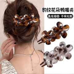 シンプルフラワーヘアピン、女性用カモノハシクリップ、2025年新作後頭部ワンラインクリップ、ヘアクリップ、横クリップ