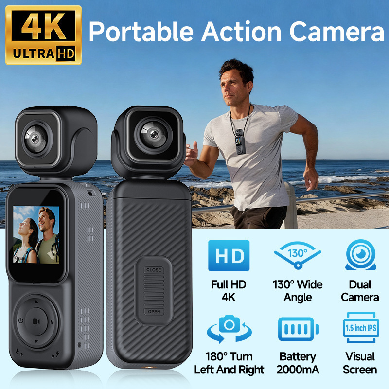 New Q3 Handheld 4K Ultra-Clear Sports Camera Dual Lens with Wifi Outdoor Sports Cycling Dv Recorder
