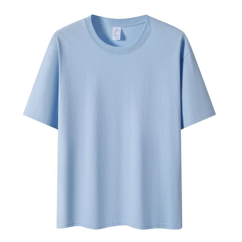 210G algodón peinado de hombro camiseta de cuello redondo de verano coreano ropa de trabajo de mangas cortas camiseta publicitaria personalizada impresión image 15