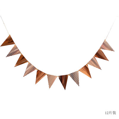 Directo de fábrica estampado en caliente triángulo bandera papel colorido bandera boda cumpleaños fiesta vacaciones vestido pull bandera Decoración