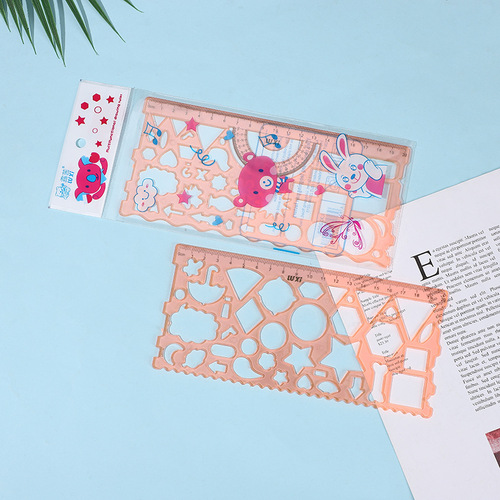 Factory Direct Sale Straight Ruler Children's Brain Development Multi-functional Transforming Myriad Flowers Ruler Student Drawing Set Ruler