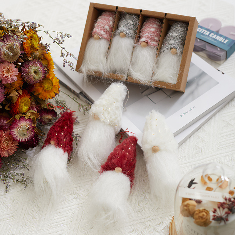 Papá Noel muñeco de nieve fieltro peluche pequeño colgante en caja boutique colgante del árbol de Navidad regalo