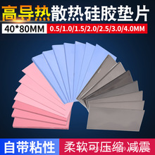 高导热硅胶垫片40*80mmCPU显存散热绝缘垫片红蓝灰色硅胶垫硅脂片
