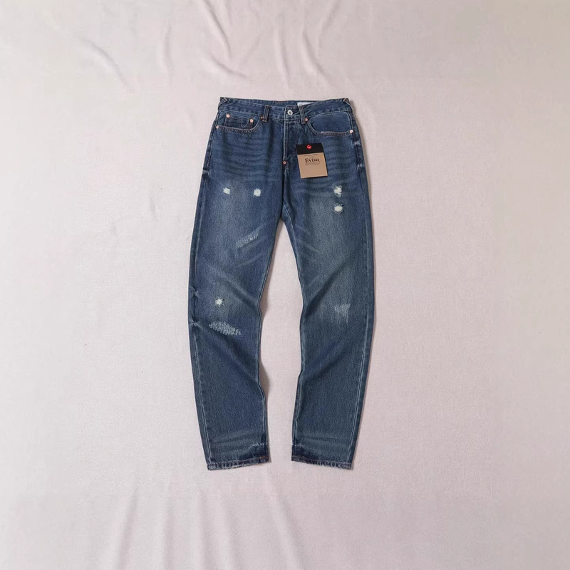 25Ss Autumn New Fashion Versatile Evisu Men's Casual Seagull Embroidery Straight-Leg Jeans Korea
