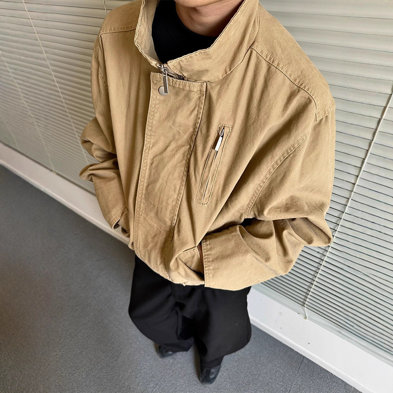 Barn Style Canvas Workwear Jacket Men's Spring American Cleanfit Trendy Brand Retro Loose Silhouette Stand Collar Jacket