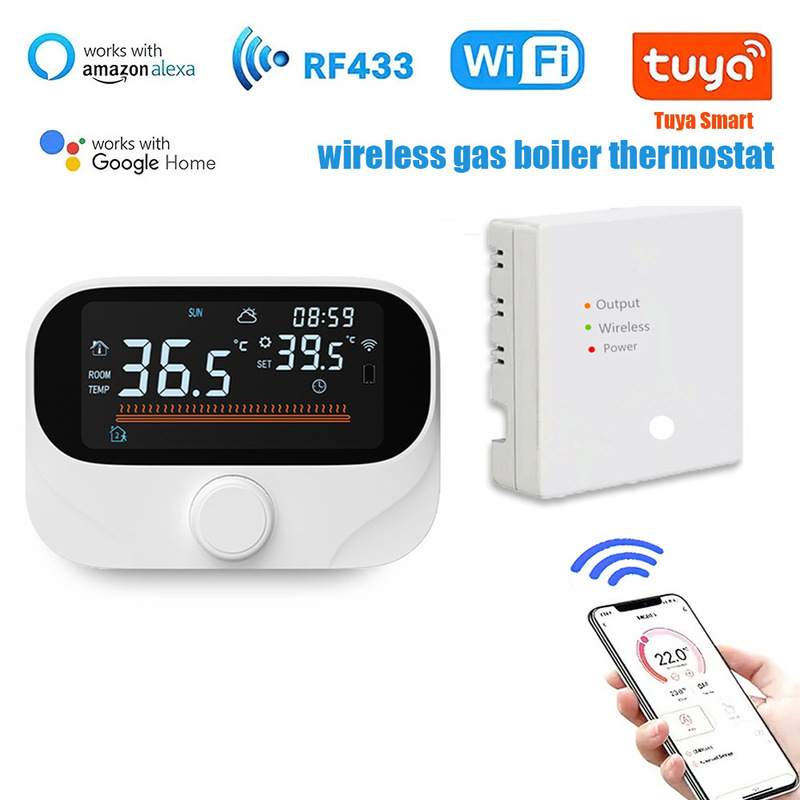 Rf433 Smart Wireless Thermostat Programmable for Gas Boiler Wall-Mounted Boiler Floor Heating Wifi Tuya
