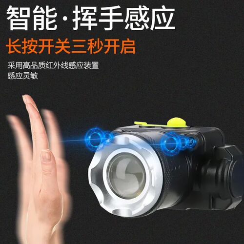 Cross-border fishing special head-mounted charging night fishing induction headlight strong light outdoor ultra-bright ultra-light long battery life wholesale