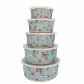 源头工厂圆形竹纤维贴花饭盒定制保鲜碗塑料PP盖密封耐低温保鲜盒