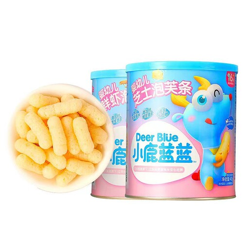 Fawn Blue Infant Finger Puff Food Complementary Food for 6-month-old Baby Casual Snacks Shrimp Cheese Flavored Puff Bars