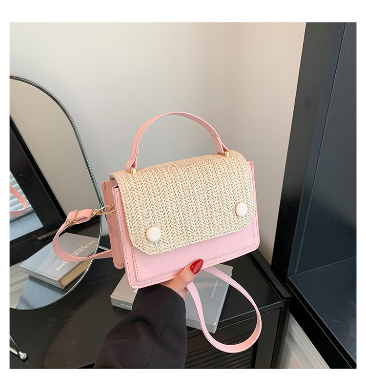 Women's Small Pu Leather Color Block Classic Style Streetwear Weave Square Flip Cover Crossbody Bag display picture 21