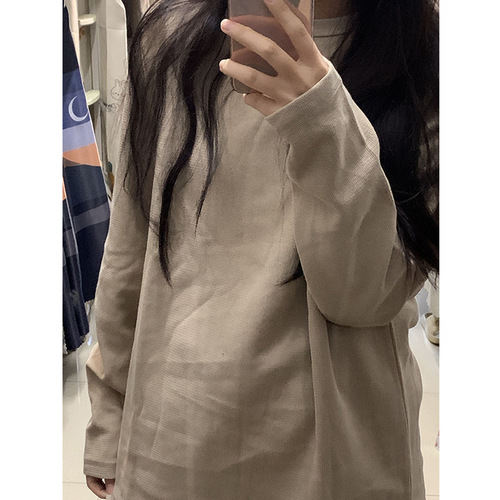 American Retro Check Long-Sleeve T-Shirt for Women - Spring and Autumn New Loose Oversize Casual Stylish Blazer Top