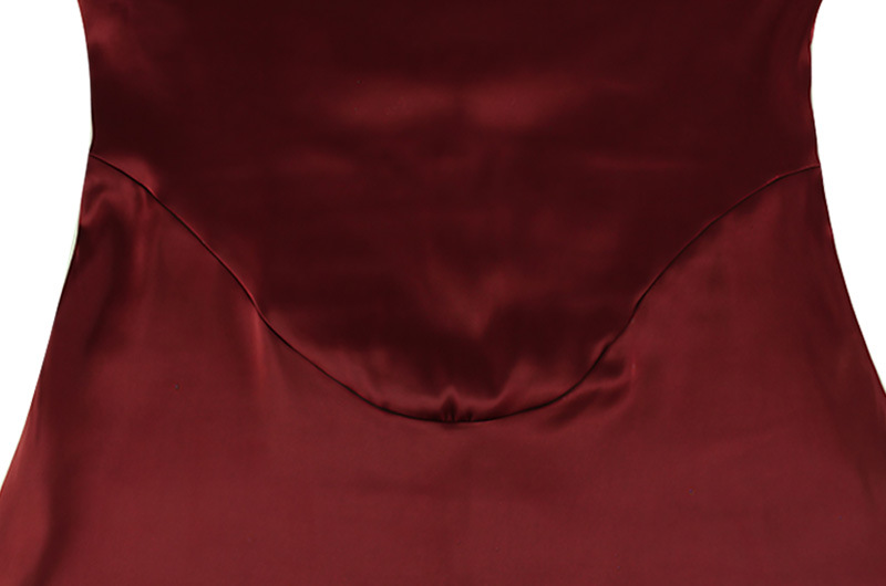 Low Cut Halter Swing Collar Sexy Backless Wine Red Slim Fit Graceful Satin Dress